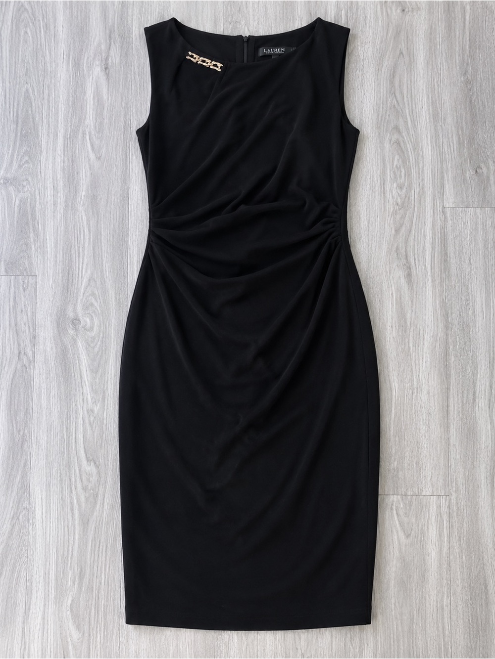 David Meister Black Asymmetric Double Lined Cocktail Dress Size 4